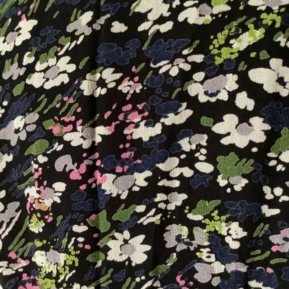 GANNI Ditsy Floral Georgette Wrap Dress Black Purple - Picture 7 of 11